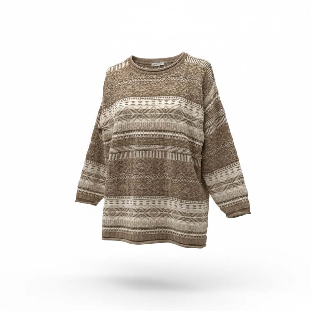 Vtg Capezio Geometric Patterned Knit Crewneck Sweater 100% Cotton Made in USA Sz